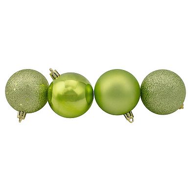 Northlight Set of 24 Kiwi Green Shatterproof 4-Finish Christmas Ball Ornaments