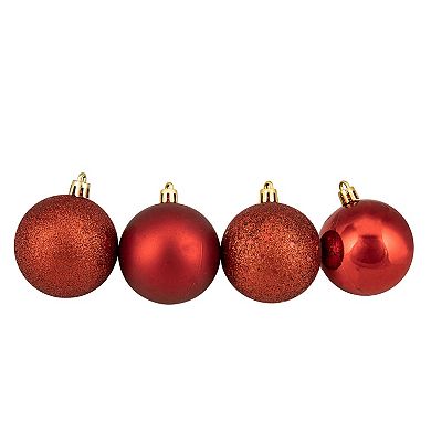 Northlight Set of 24 Candy Cane Red and White Shatterproof 4-Finish Christmas Ball Ornaments