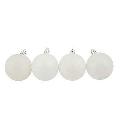Northlight Set of 24 Candy Cane Red and White Shatterproof 4-Finish Christmas Ball Ornaments
