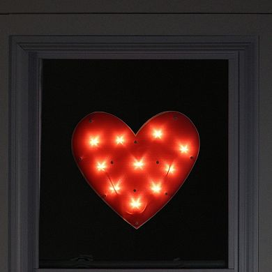 Northlight 14.25" LED Light-Up Red Heart Valentine's Day Window Decor