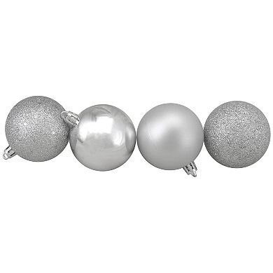 Northlight Set of 32 Silver Shatterproof 4-Finish Christmas Ball Ornaments