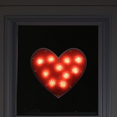 Northlight 13" LED Light-Up Shimmering Red Heart Valentine's Day Window Decor
