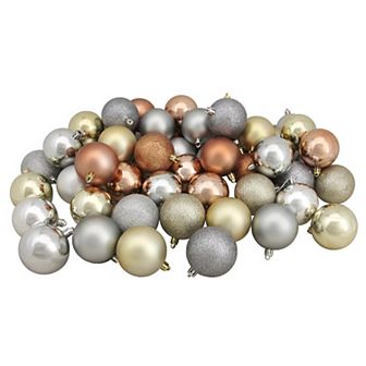 Northlight Set of 60 Earth Tone Shatterproof 3-Finish Christmas Ball Ornaments