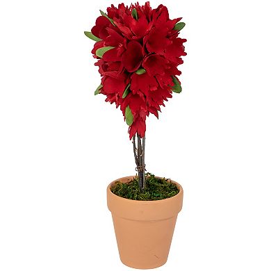 Northlight Artificial Red Mixed Floral Valentine's Day Potted Heart Topiary Floor Decor