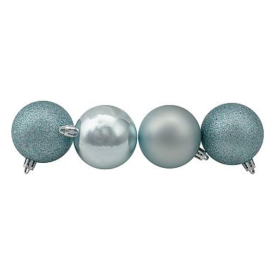 Northlight 60-Pack Mermaid Blue Shatterproof 4-Finish Christmas Ball Ornaments