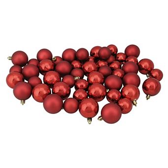Northlight 50-Pack Red Shatterproof 2-Finish Christmas Ball Ornaments