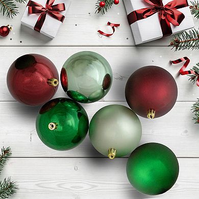 Northlight 32-Pack Reds and Greens Shatterproof 2-Finish Christmas Ball Ornaments