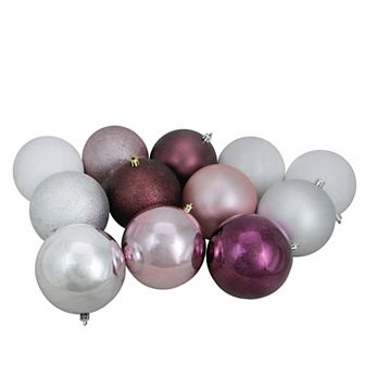 Northlight 32-Pack Pink and Silver Shatterproof 3-Finish Christmas Ball Ornaments