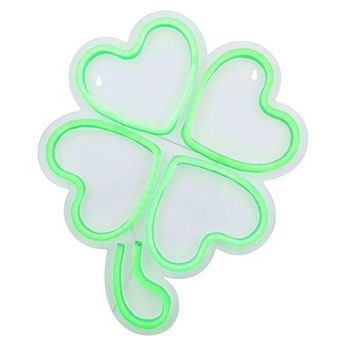 Northlight 15" LED Lighted Neon Style Green Shamrock St. Patrick's Day Window Silhouette