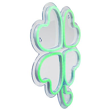 15" LED Lighted Neon Style Green Shamrock St. Patrick's Day Window Silhouette