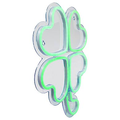 Northlight 15" LED Lighted Neon Style Green Shamrock St. Patrick's Day Window Silhouette