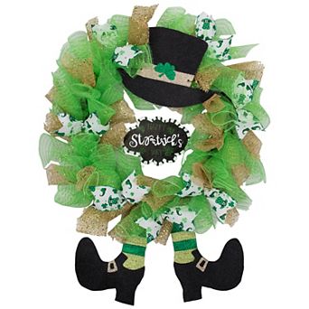 Northlight Happy St. Patrick's Day 24 in Ribbon Wreath with Leprechaun Hat
