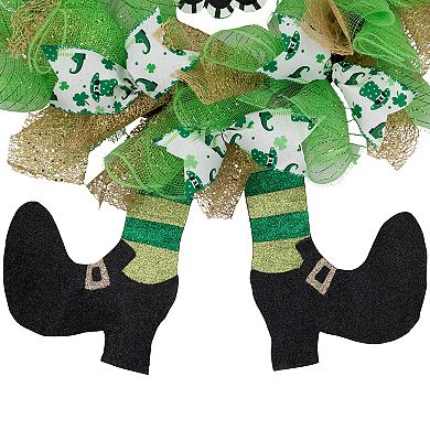 Northlight Happy St. Patrick's Day 24 in. Ribbon Wreath with Leprechaun Hat