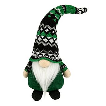 Northlight 11.5" LED Lighted St. Patrick's Day Boy Gnome with Green Irish Fair Isle Hat