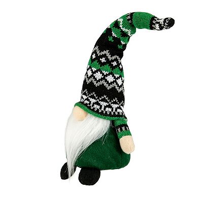 11.5" LED Lighted St. Patrick's Day Boy Gnome with Green Irish Fair Isle Hat