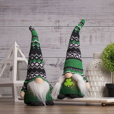 Northlight 11.5" LED Lighted St. Patrick's Day Boy Gnome with Green Irish Fair Isle Hat