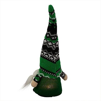 Northlight 11.5" LED Lighted St. Patrick's Day Girl Gnome with Knitted Irish Fair Isle Hat