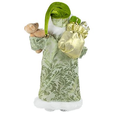 16" St Patrick's Irish Santa Claus with Teddy Bear and Gift Bag Christmas Figure
