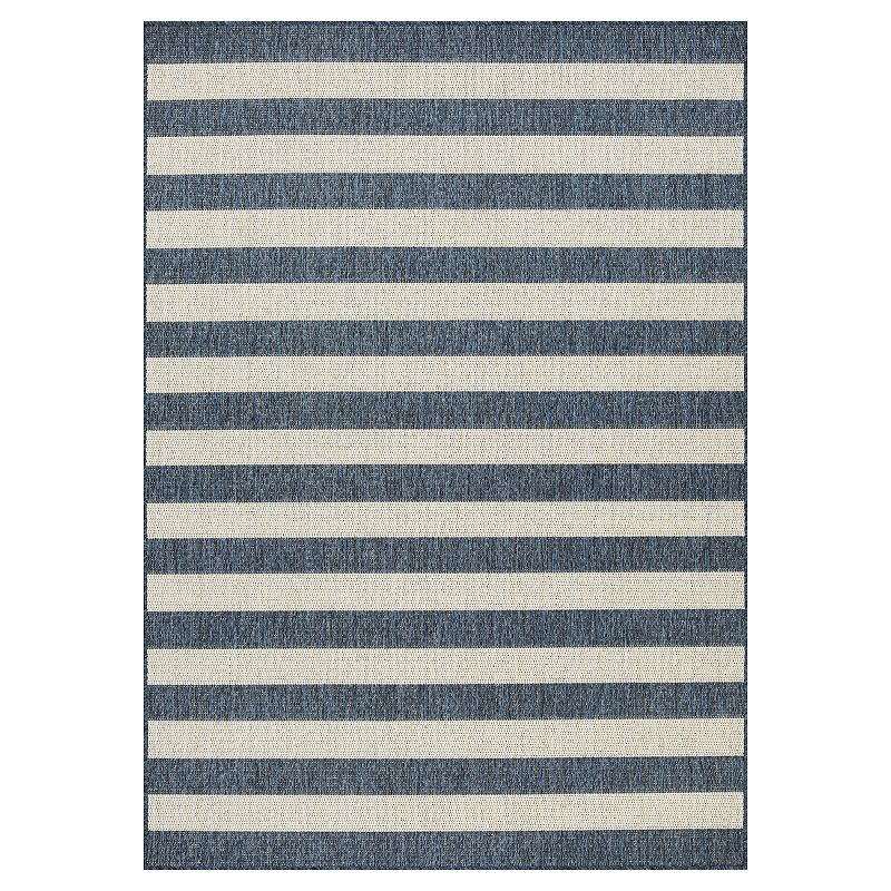 Sonoma Goods For Life® Cabanna Stripe Indoor/Outdoor Accent + Area Rugs, Blue, 4 ft. 11 in. X 6 ft. 10 in.