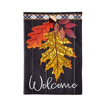 Evergreen Enterprises Welcome Autumn Leaves Garden Linen Flag