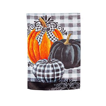 Evergreen Enterprises Pumpkin Check Garden Suede Flag