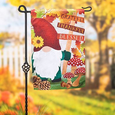 Evergreen Enterprises Grateful Fall Gnome Garden Suede Flag
