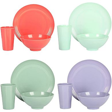 Gibson Home Zelly 12 Piece Round Melamine Dinnerware Set