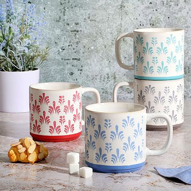 Gibson Home Morning Mist 4 Piece 18 Ounce Stoneware Mug Set