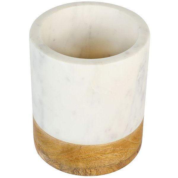 Laurie Gates California Designs 6.5 Inch White Marble and Mango Wood