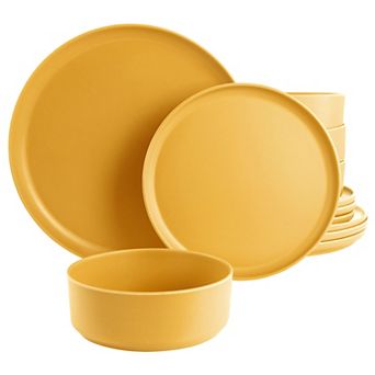 Gibson Home Canyon Crest 12 pc Round Melamine Dinnerware Set