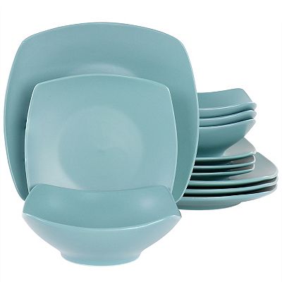 Gibson Home Zen Buffetware 12 Piece Square Fine Ceramic Dinnerware Set
