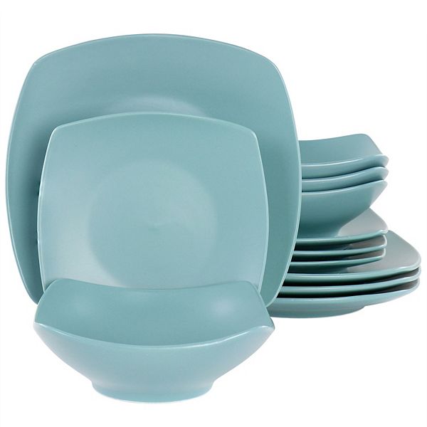 Gibson Home Zen Buffetware 12 Piece Square Fine Ceramic Dinnerware Set