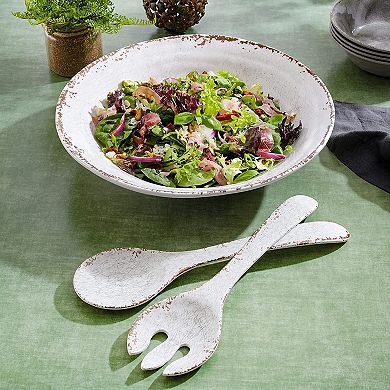 Laurie Gates Mauna 3 Piece Melamine Serving Bowl Set with Serving Utensils