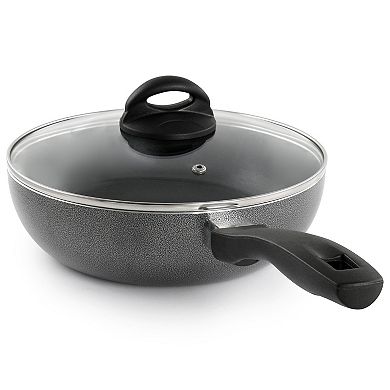 Oster Clairborne 9.5 Inch Non Stick Aluminum Wok with Lid in Granite Grey