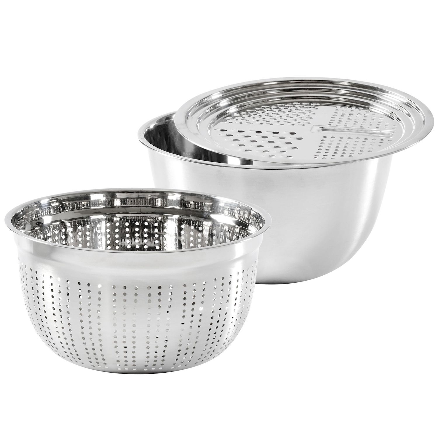 MegaChef 5-Piece Stainless Steel Silver Mixing Bowl Set with Lids