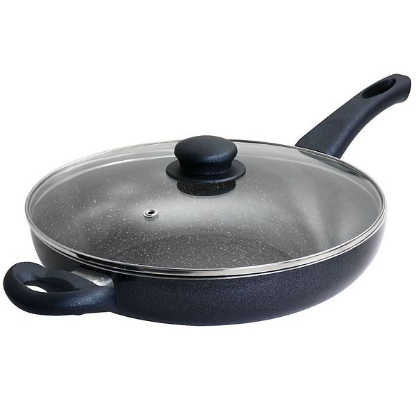 Oster 3.5 Quart Nonstick Saute Pan with Lid in Navy Blue