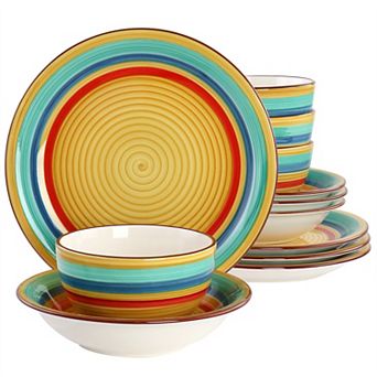 Gibson Home Rainbow 12 pc Stoneware Dinnerware Set