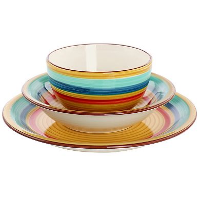 Gibson Home Rainbow 12 Piece Stoneware Dinnerware Set
