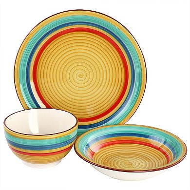 Gibson Home Rainbow 12 Piece Stoneware Dinnerware Set