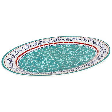 Gibson Home Village Vines 14 Inch Fine Ceramic Oval Platter