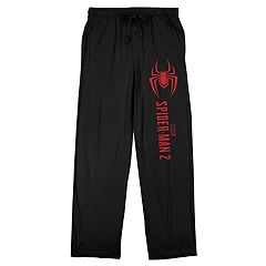 Marvel Spider-Man Mens Black/Red Flannel Sleep Pants Pajama