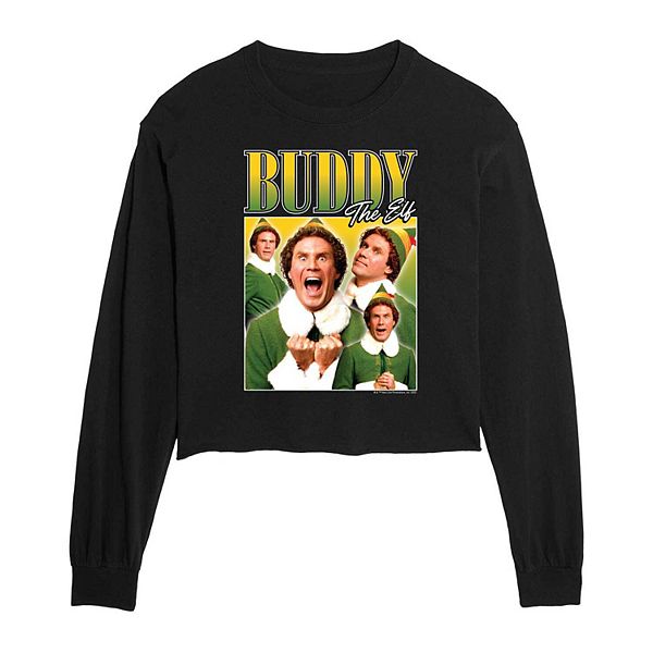 Juniors' Elf Buddy The Elf Cropped Long Sleeve Tee