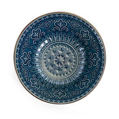 Elama Deep Sea Mozaic 16 Piece Luxurious Stoneware Dinnerware with Complete Setting for 4