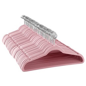 Elama Home 100 pc Velvet Slim Profile Heavy Duty Felt Hangers with Stainless Steel Swivel Hooks