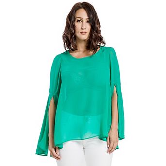 Women's Chiffon Boho Tops Butterfly Bell Sleeves Scoop Collar