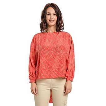 Women's Satin Blouses Batwing Sleeve High-Low Hem