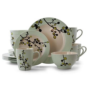 Elama Retro Bloom 16 pc Luxurious Stoneware Dinnerware with Complete Setting for 4
