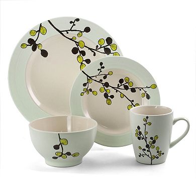 Elama Retro Bloom 16 Piece Luxurious Stoneware Dinnerware with Complete Setting for 4