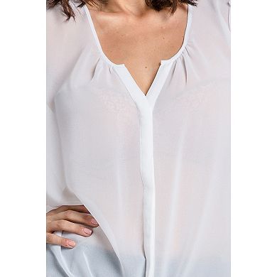Women's Chiffon Woven Blouse Front Tie Lantern Like Sleeves