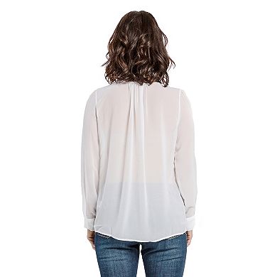 Women's Chiffon Woven Blouse Front Tie Lantern Like Sleeves